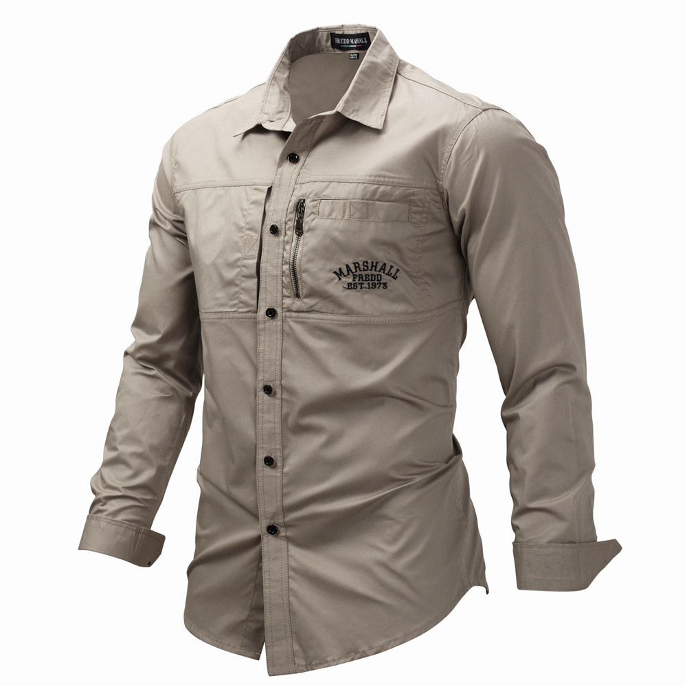 Men’s Long-Sleeve Military Cargo Utility Shirt