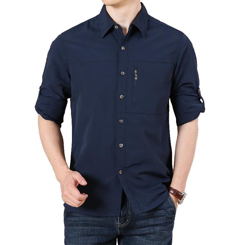 Men’s Lightweight Tactical Quick-Dry Roll-Up Sleeve Shirt
