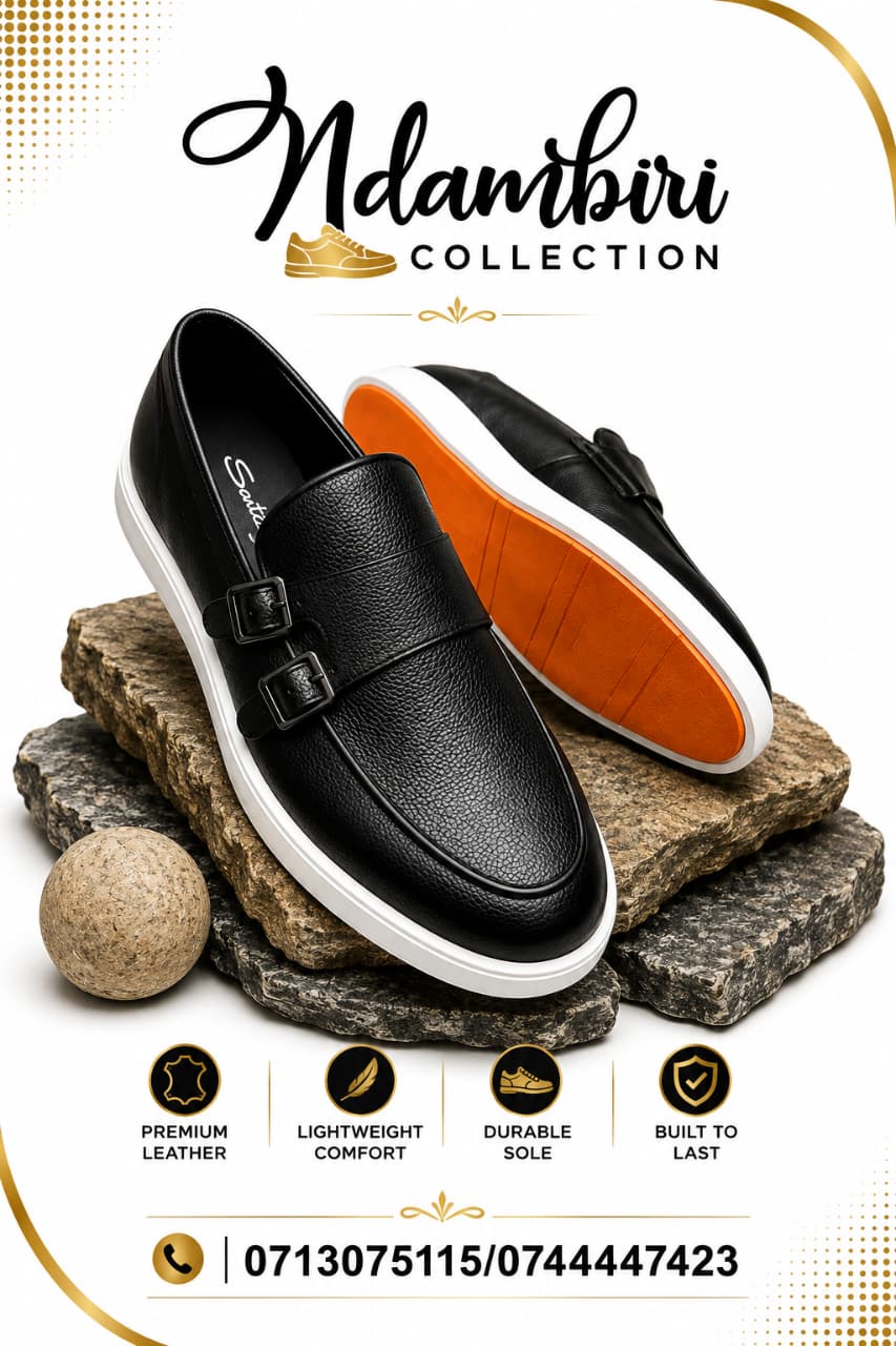 Men’s Double Monk Strap Pebbled Leather Sneaker Loafers