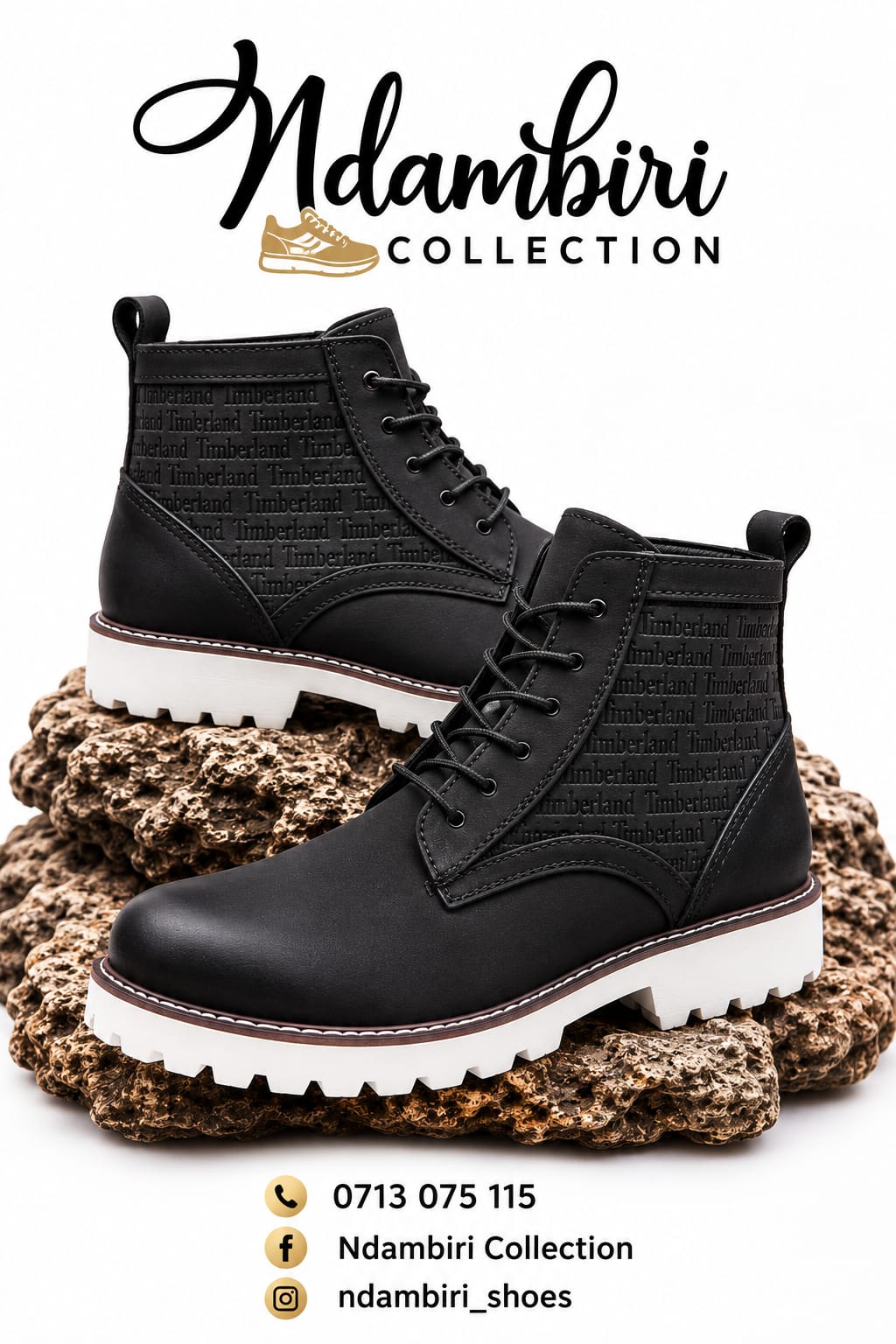 Timberland Embossed Text Ankle Boots(White Sole)