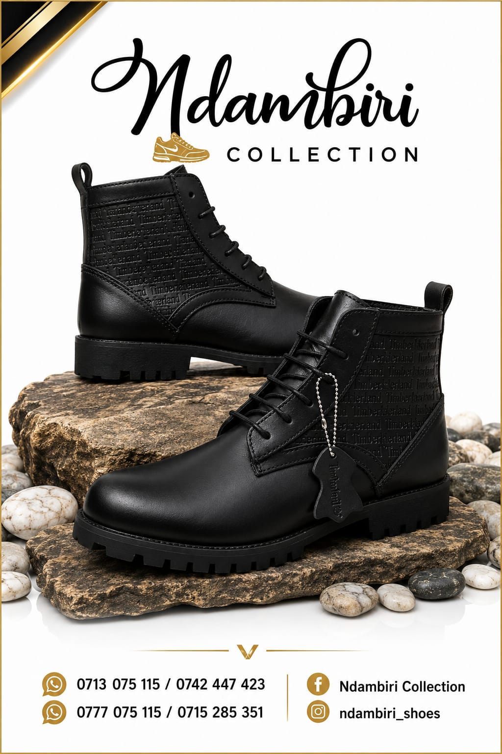 Timberland Embossed Text Ankle Boots(Black Sole)