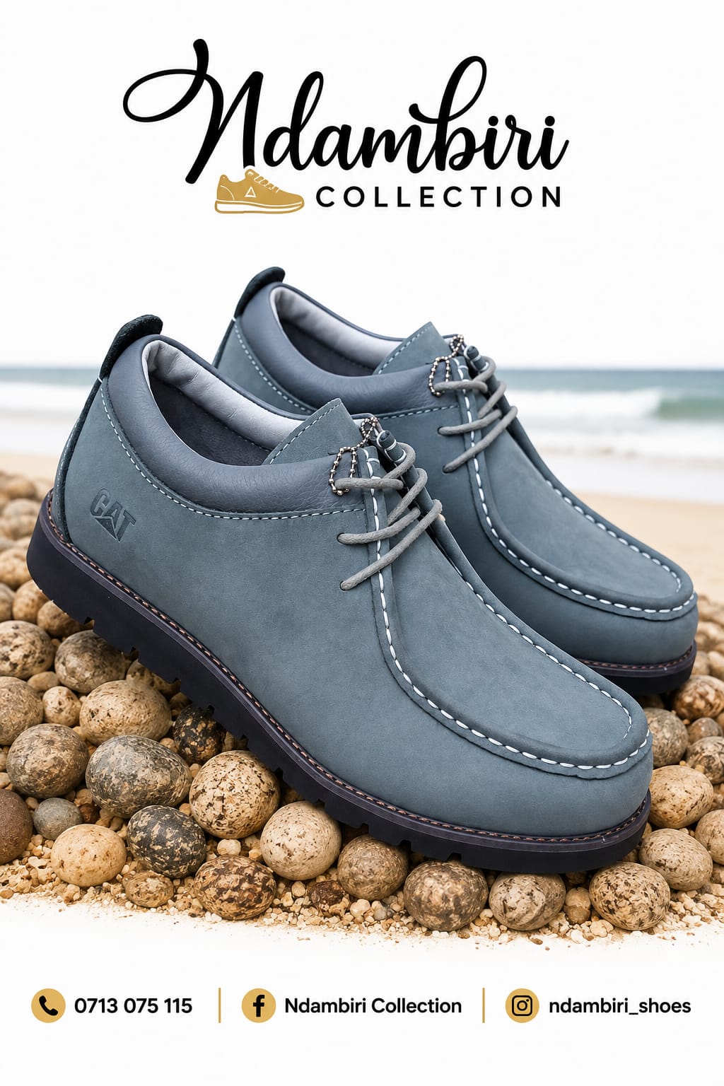 CAT Moc-Toe Padded Collar Nubuck Low Boots