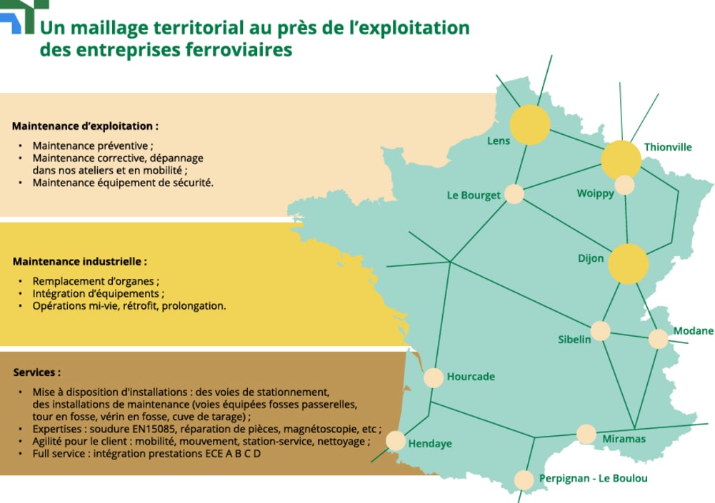 carte des implantations Technis en France et des domaines d'expertise