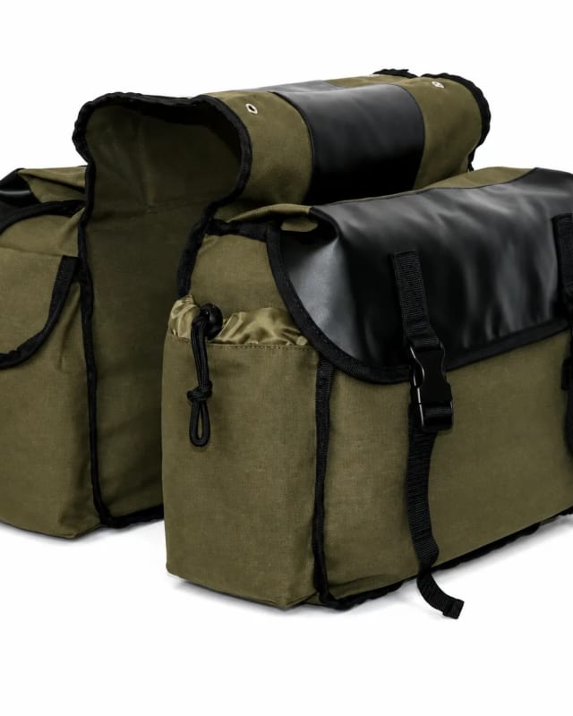 Olive Waxed Canvas Motorcycle Saddlebag