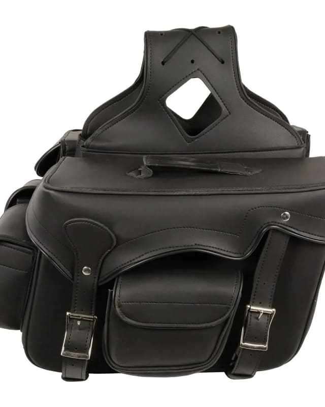Black Waxed Canvas Motorcycle Saddlebag