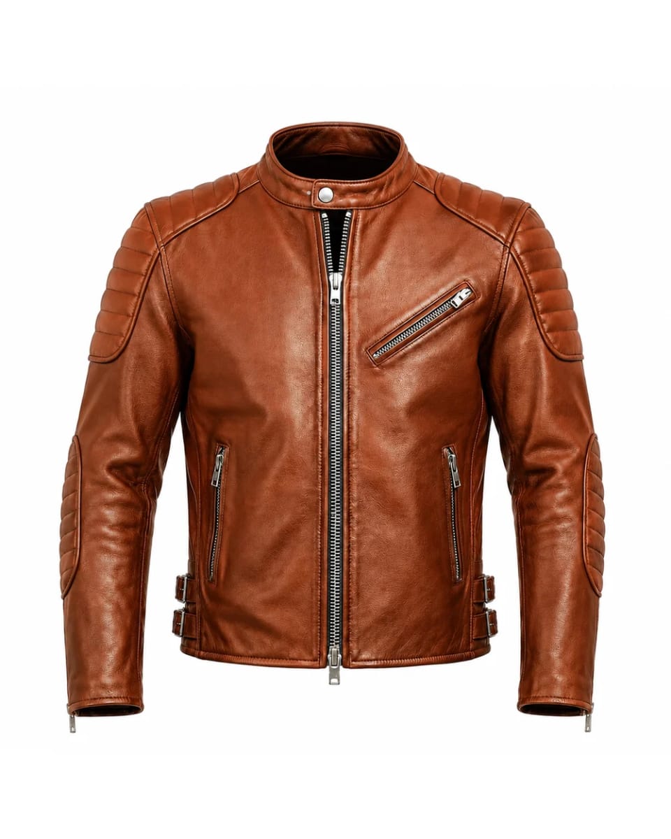 Lederjacke für Herren – Braun – gesteppte Einsätze