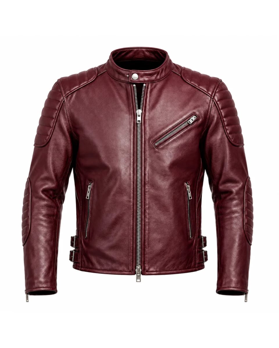Lederjacke für Herren – Bordeaux – gesteppte Einsätze