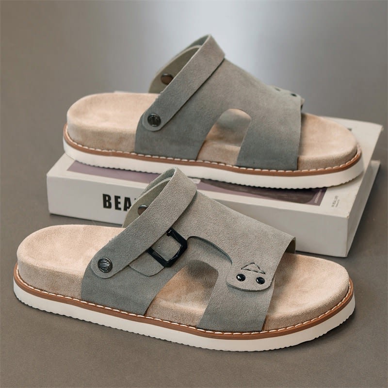 Men's Suede Cut-Out Adjustable Buckle Slide thumbnail 1