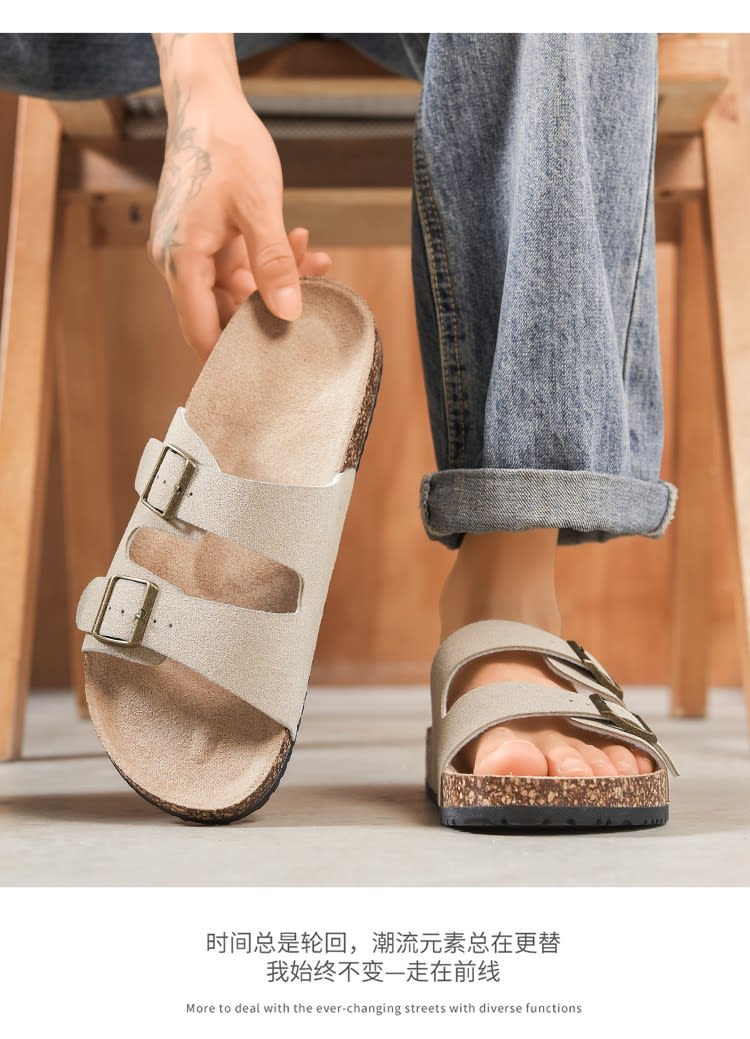 Two Belt Slide Off White