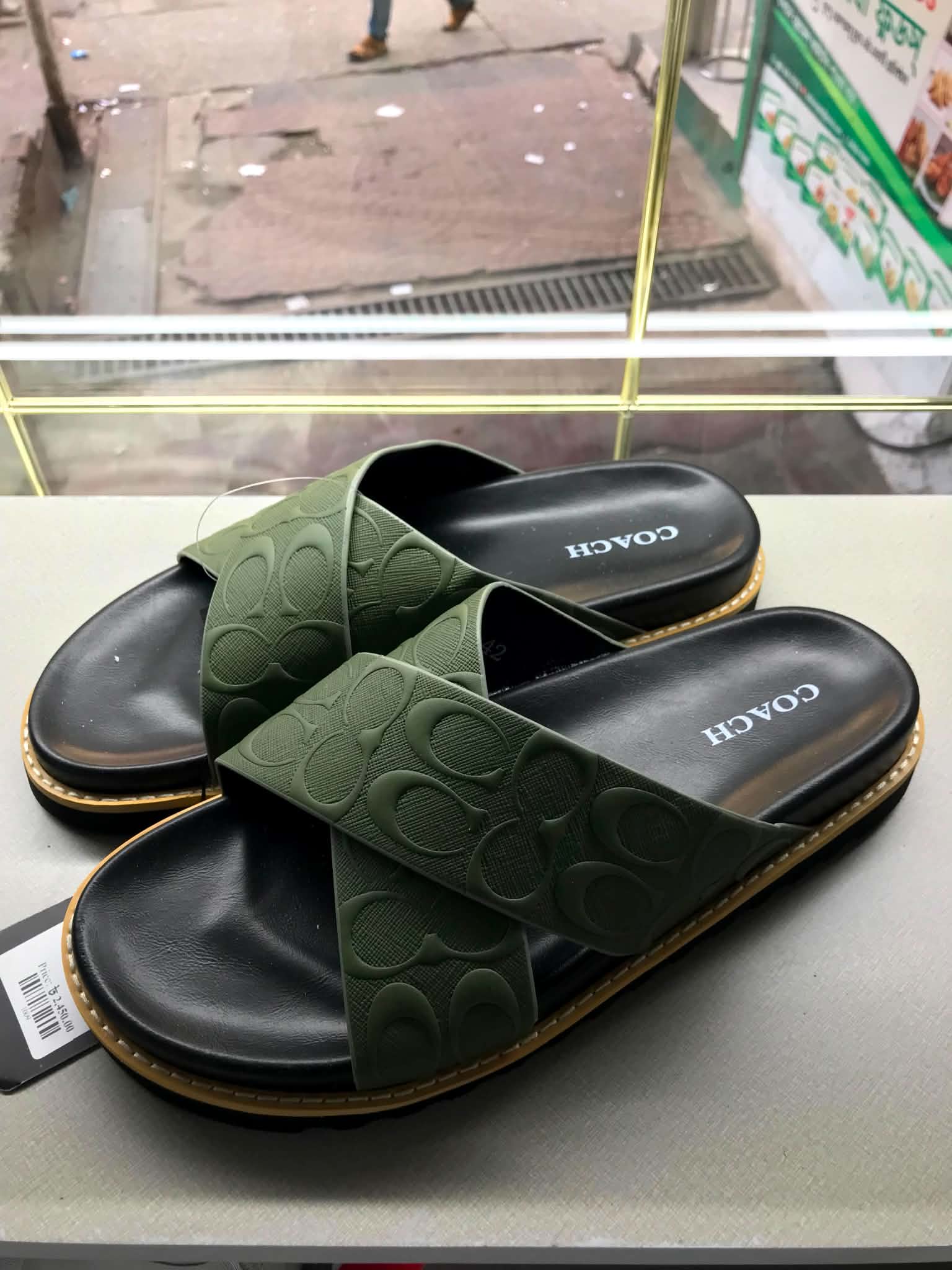 Coach Cross Belt Slide Olive