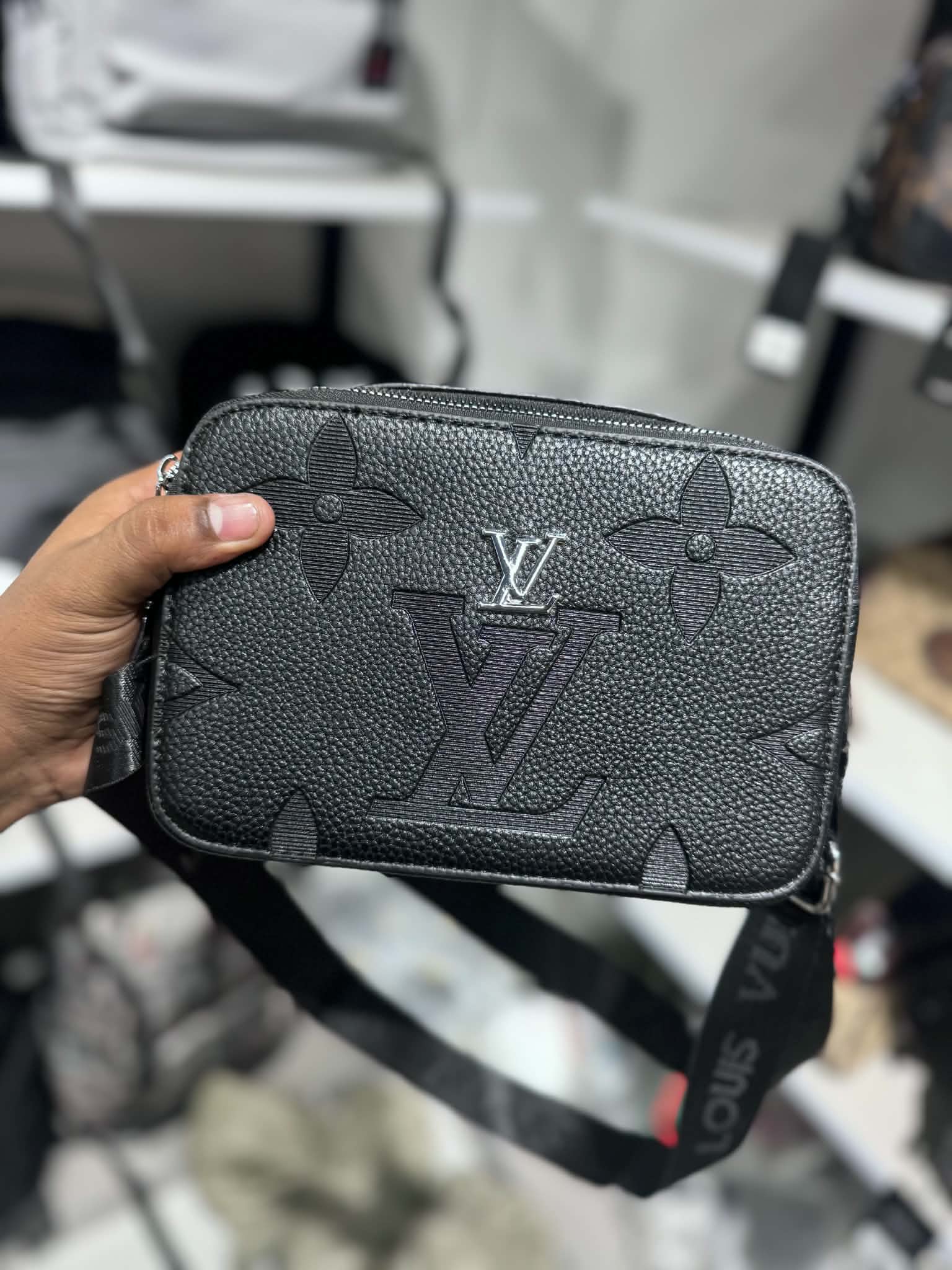 LV Box Type Big Pattern Side Bag - Black
