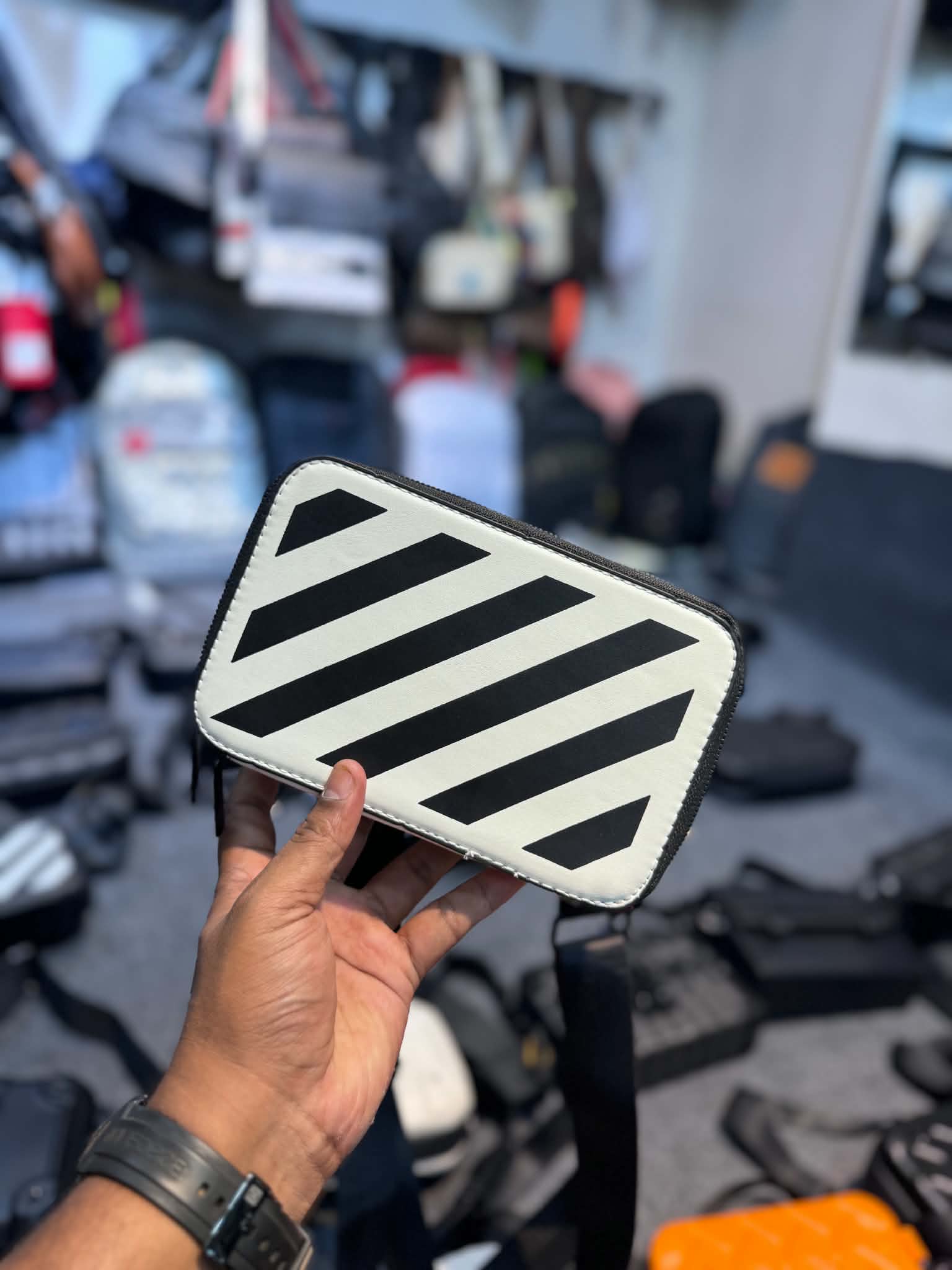 Premium Box Type Side Bag - Black/White thumbnail 1