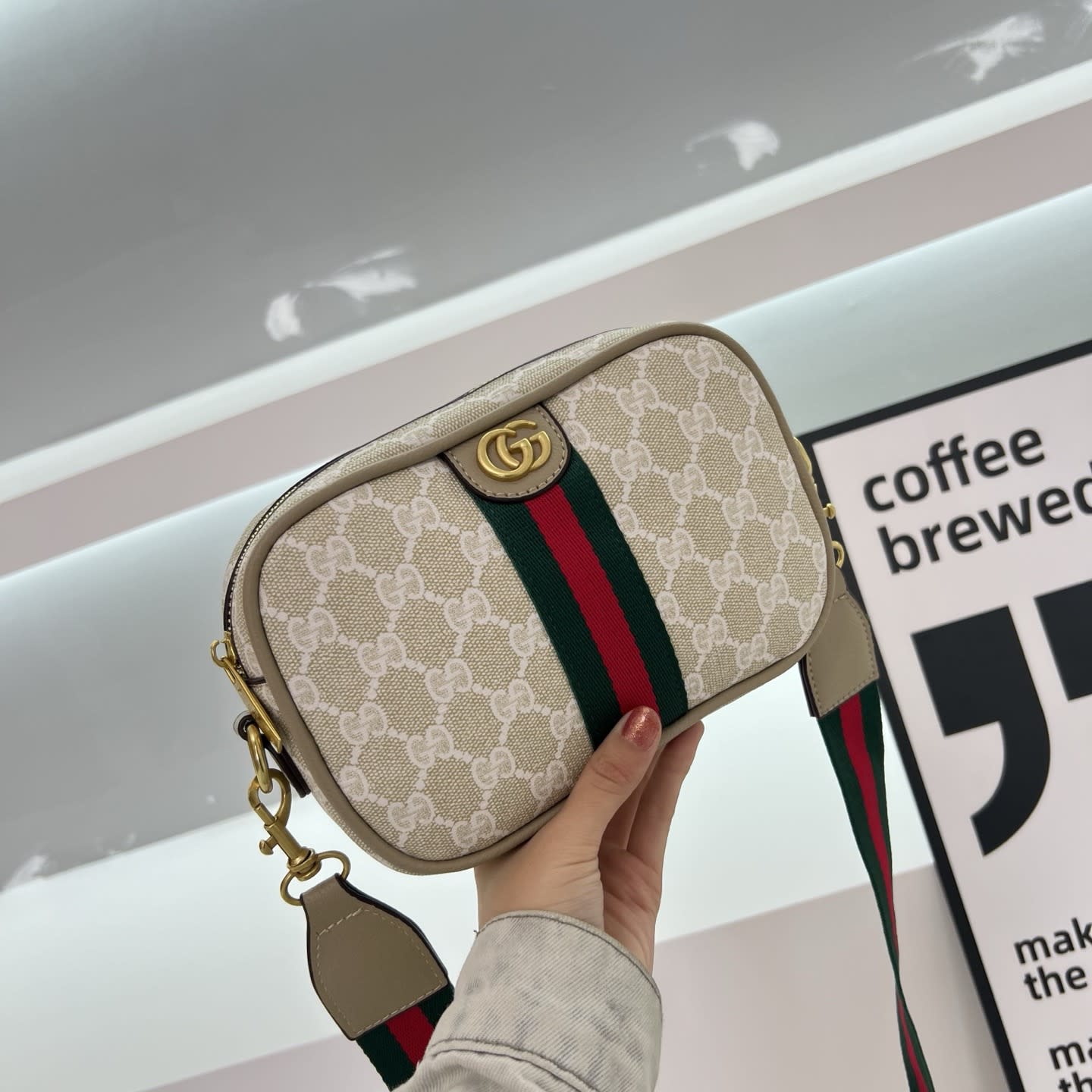 Gucci PU Side Bag - White/Brown thumbnail 1