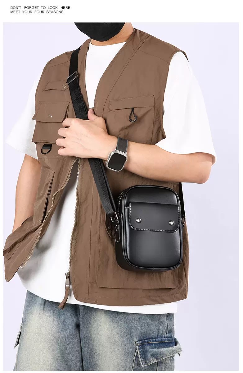 Premium PU Side Bag- Black thumbnail 1