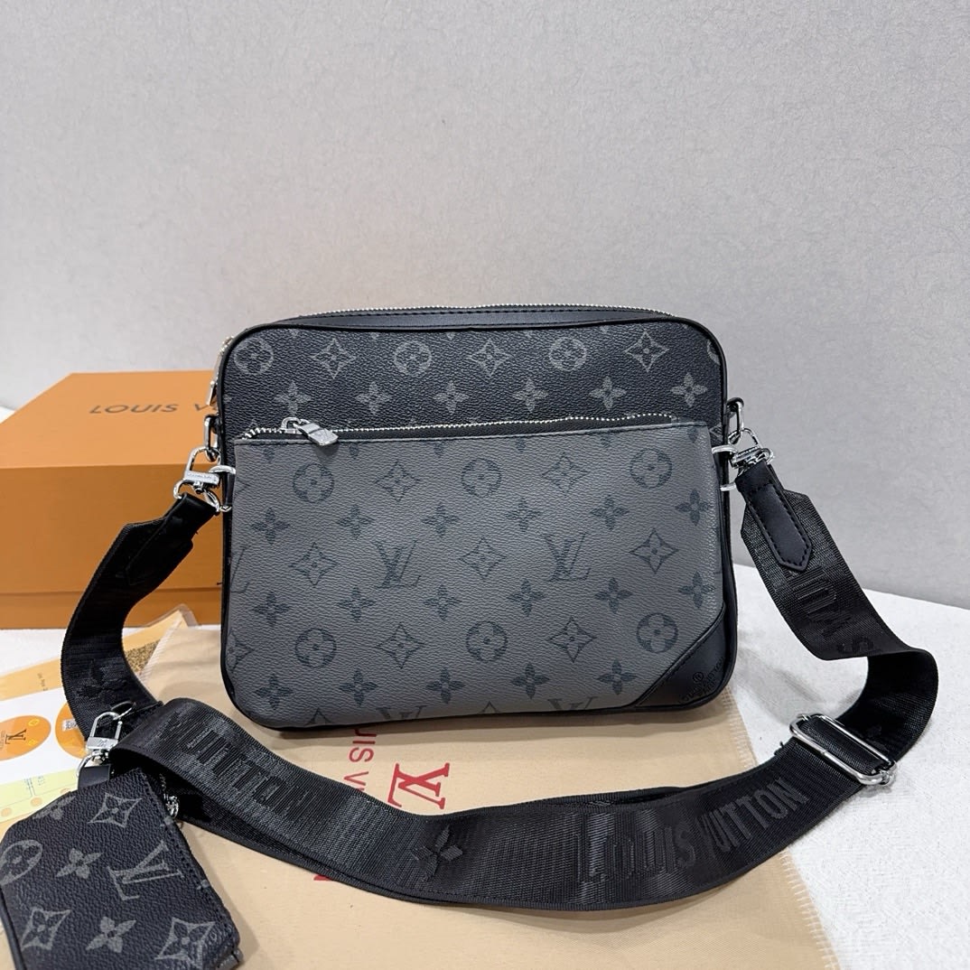 Louis Vuitton Trio Messenger Bag in Monogram Eclipse Charcoal & Black Canvas