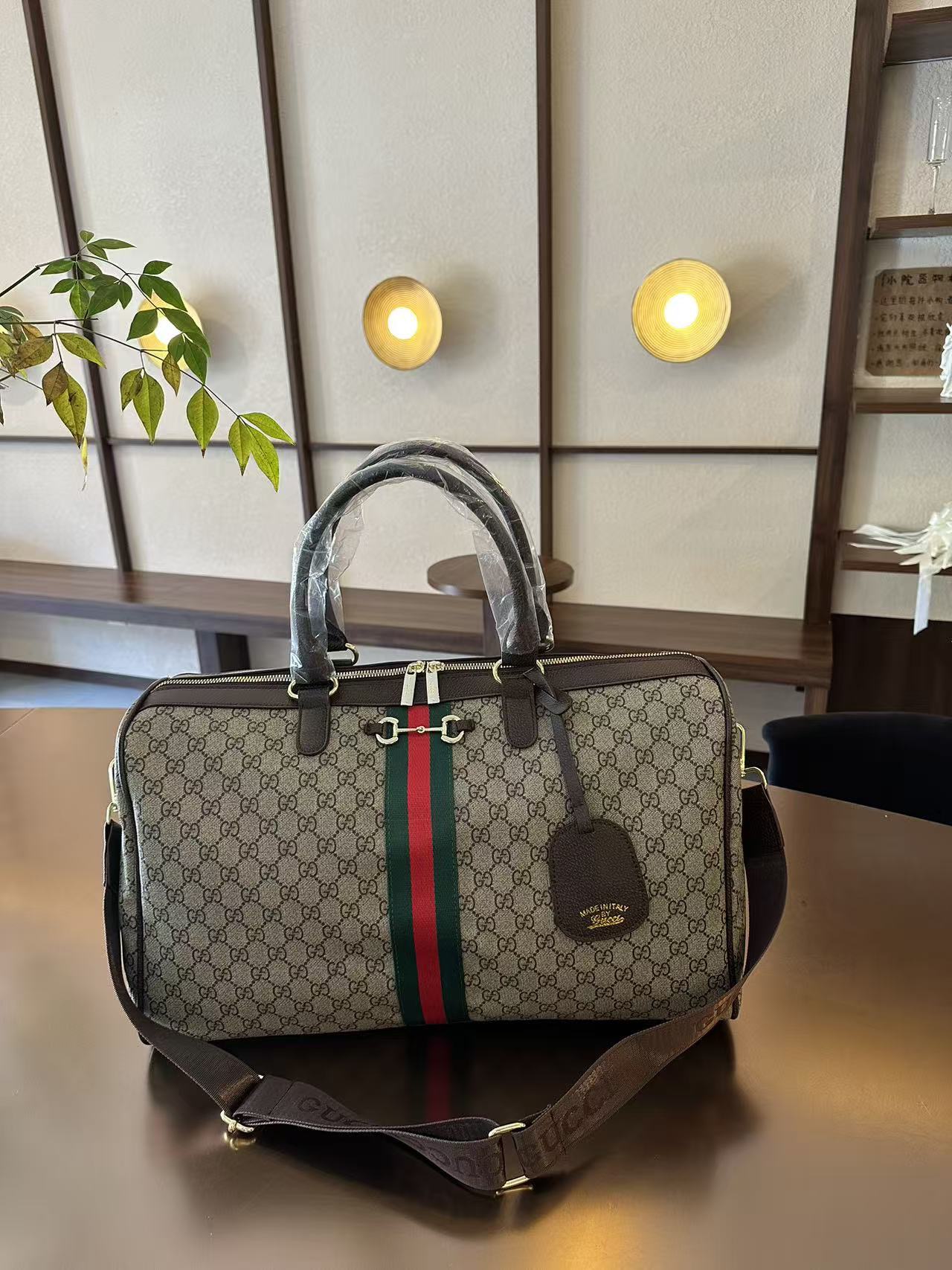 Luxury GG Monogram Travel Duffle Bag – Beige & Brown thumbnail 5