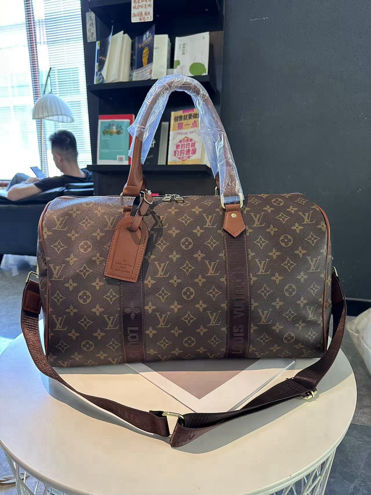 LV Monogram Luxury Travel Duffle Bag – Classic Brown