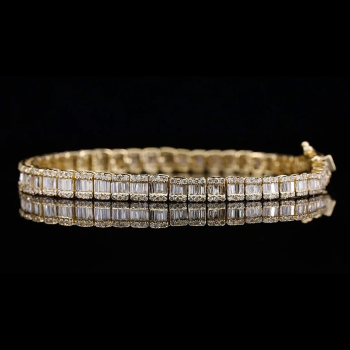 Round And Baguette Diamond Moissanite Bracelet view 5