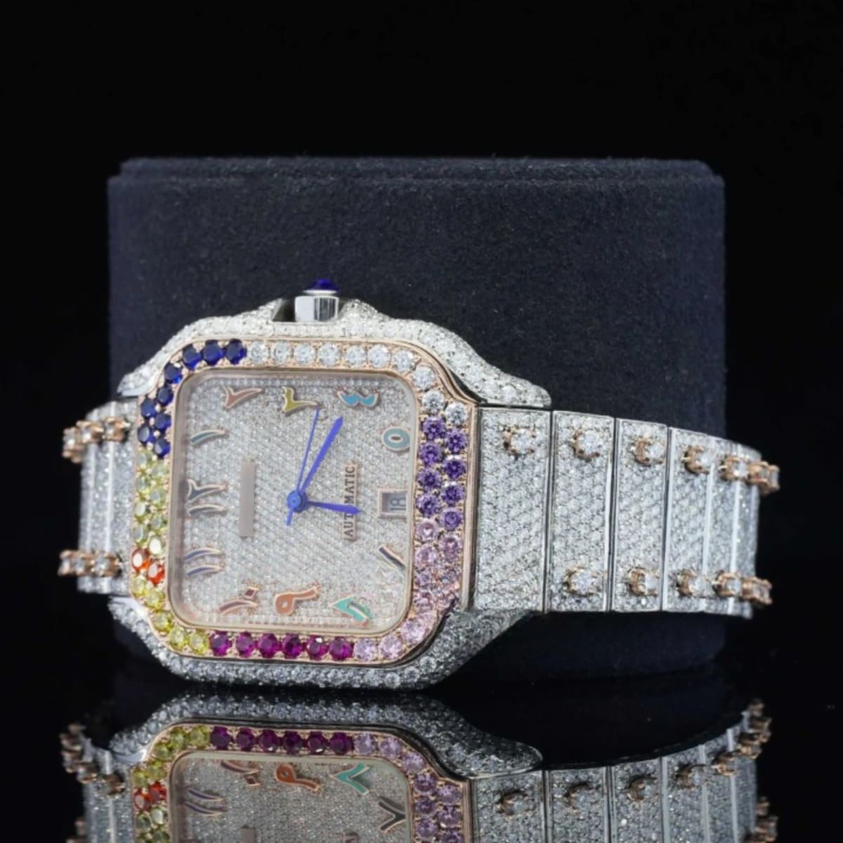 Iced Out Moissanite Diamond Japan Automatic Movement Watch view 4