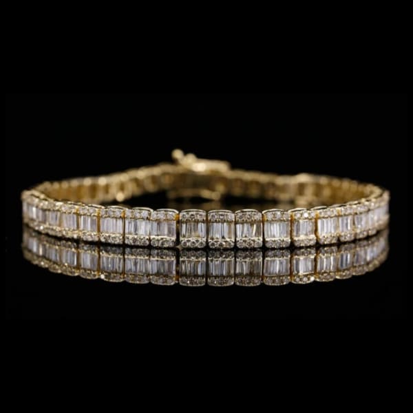 Round And Baguette Diamond Moissanite Bracelet