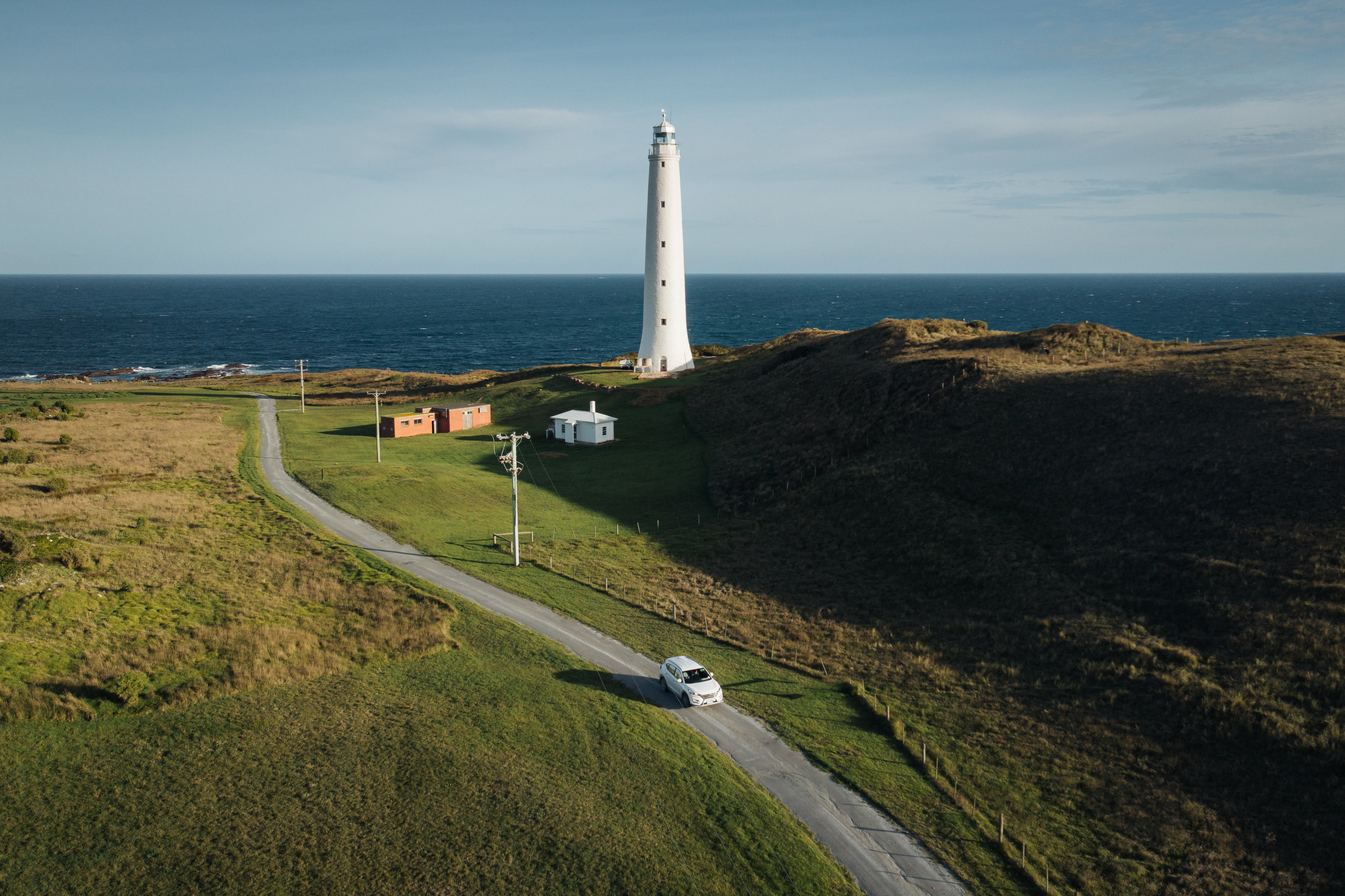 Driving through King Island towards Cape Wickham Lighthouse