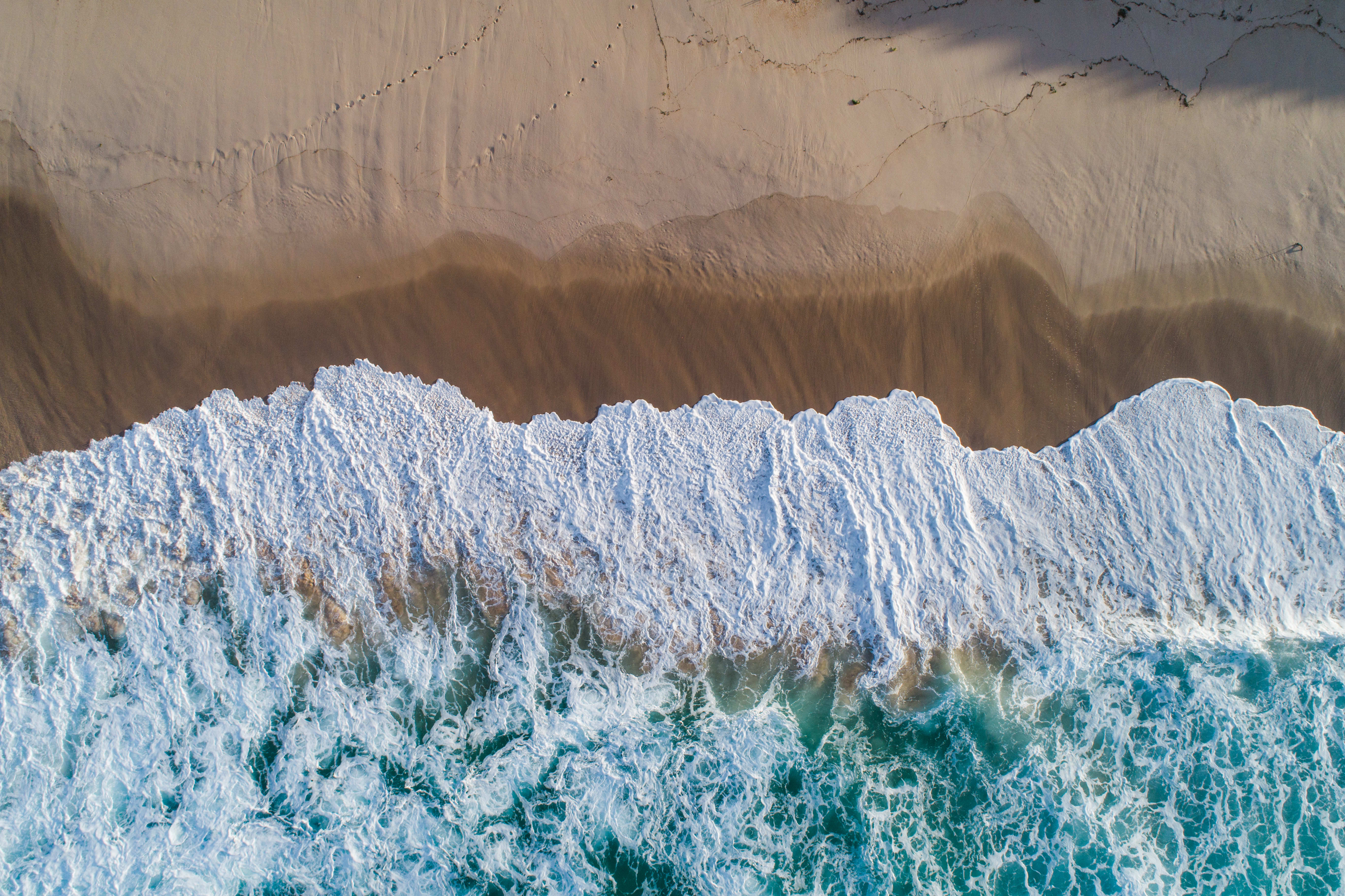 King Island coastline and waves viewed from above