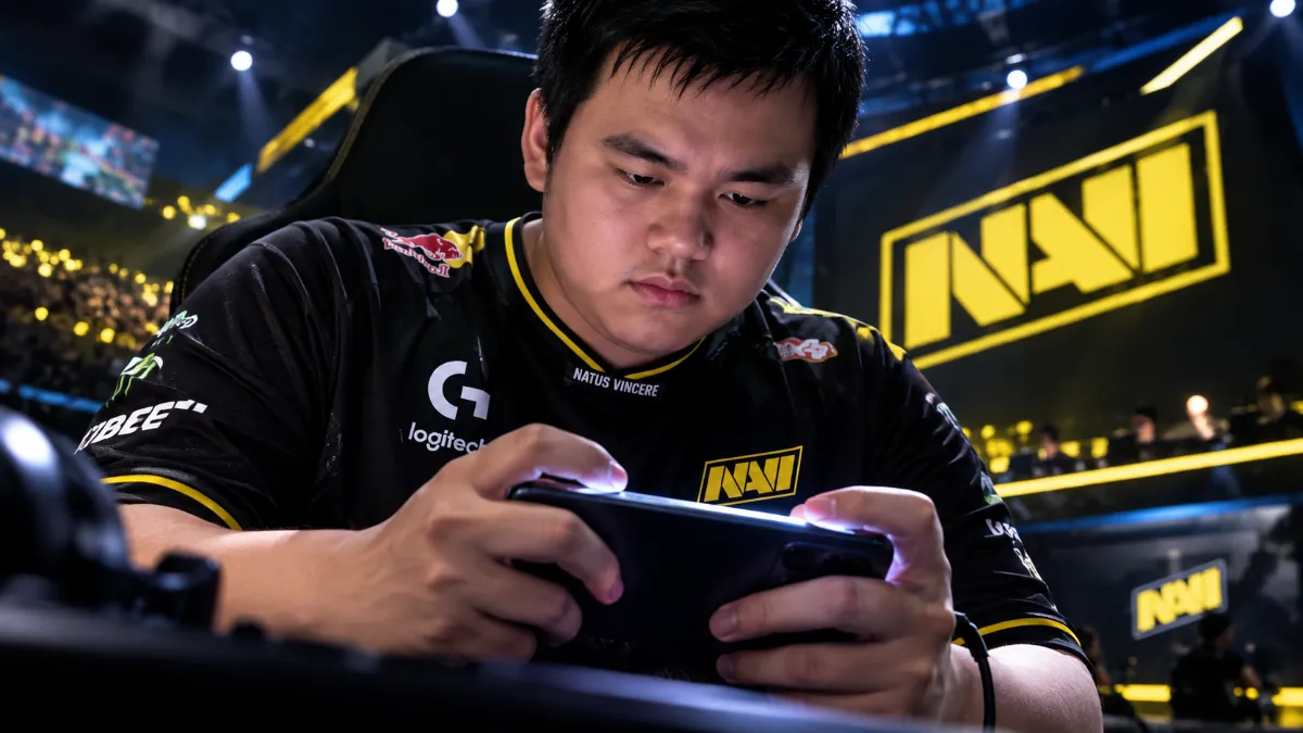 Fokus mekanik tinggi jemari pro player di atas panggung kompetisi yang menentukan ritme permainan tim.