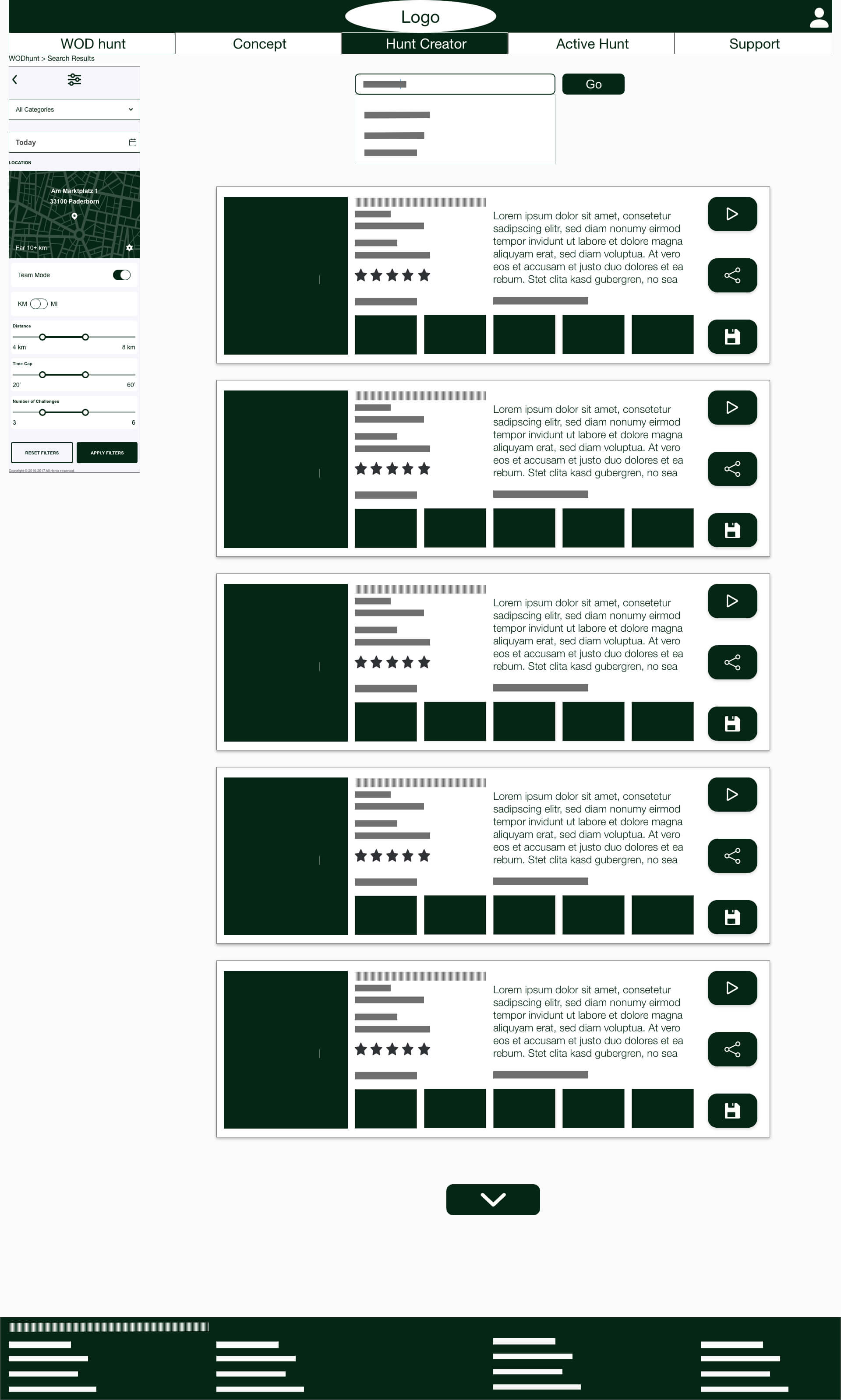 Desktop Wireframe Search Results High-Fidelity