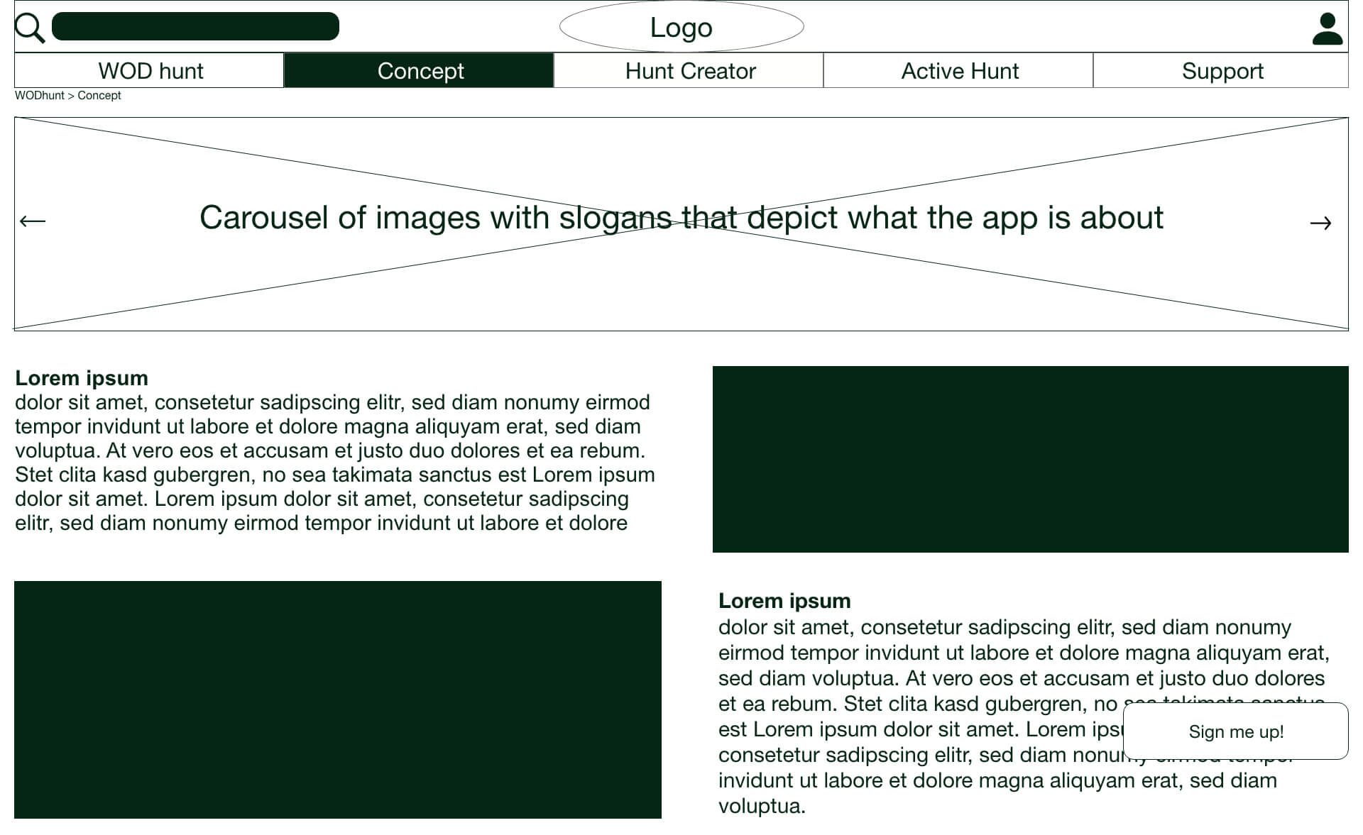 Desktop Wireframe Concept Mid-Fidelity
