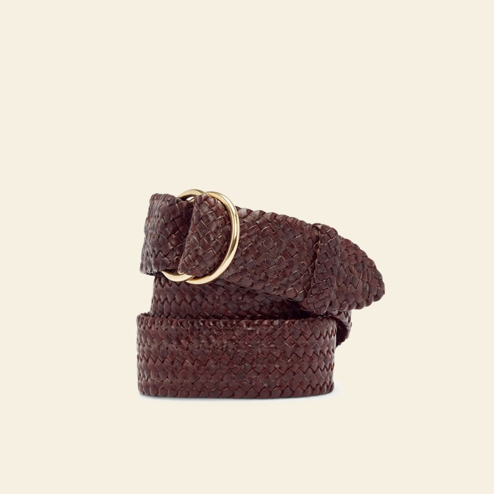 Brown 1/2 Inch Plaited O Ring Belt Belts