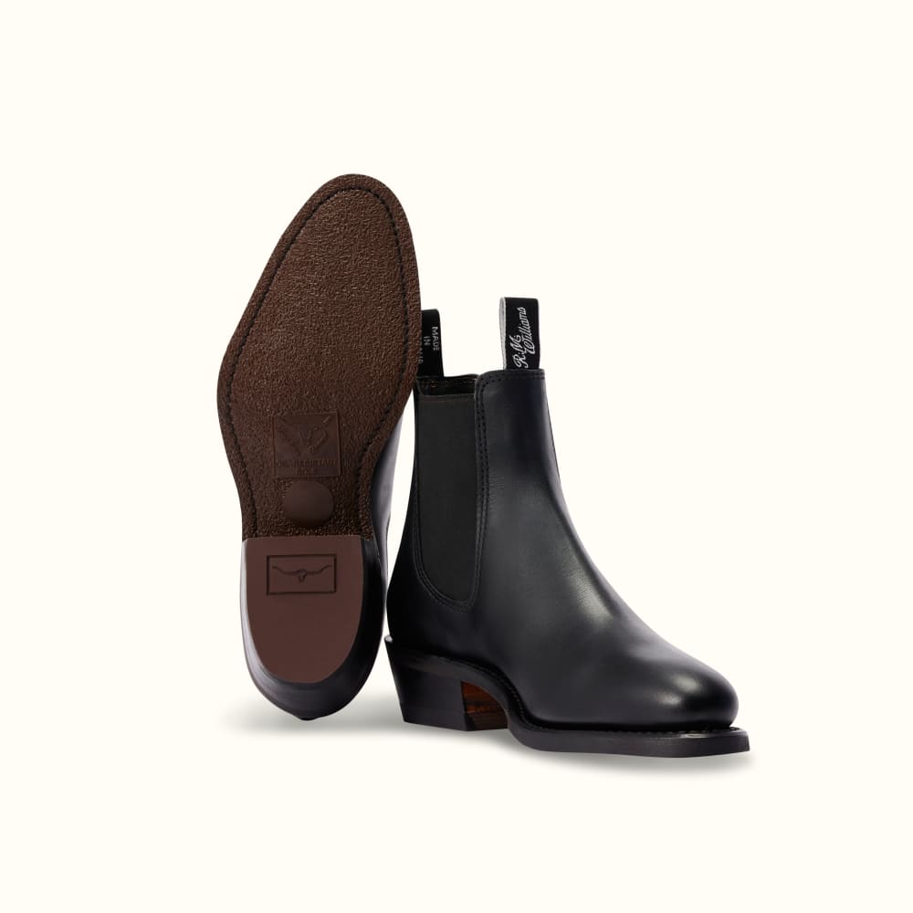 RM Williams Boots Online  Yearling Black Leather Chelsea Boots