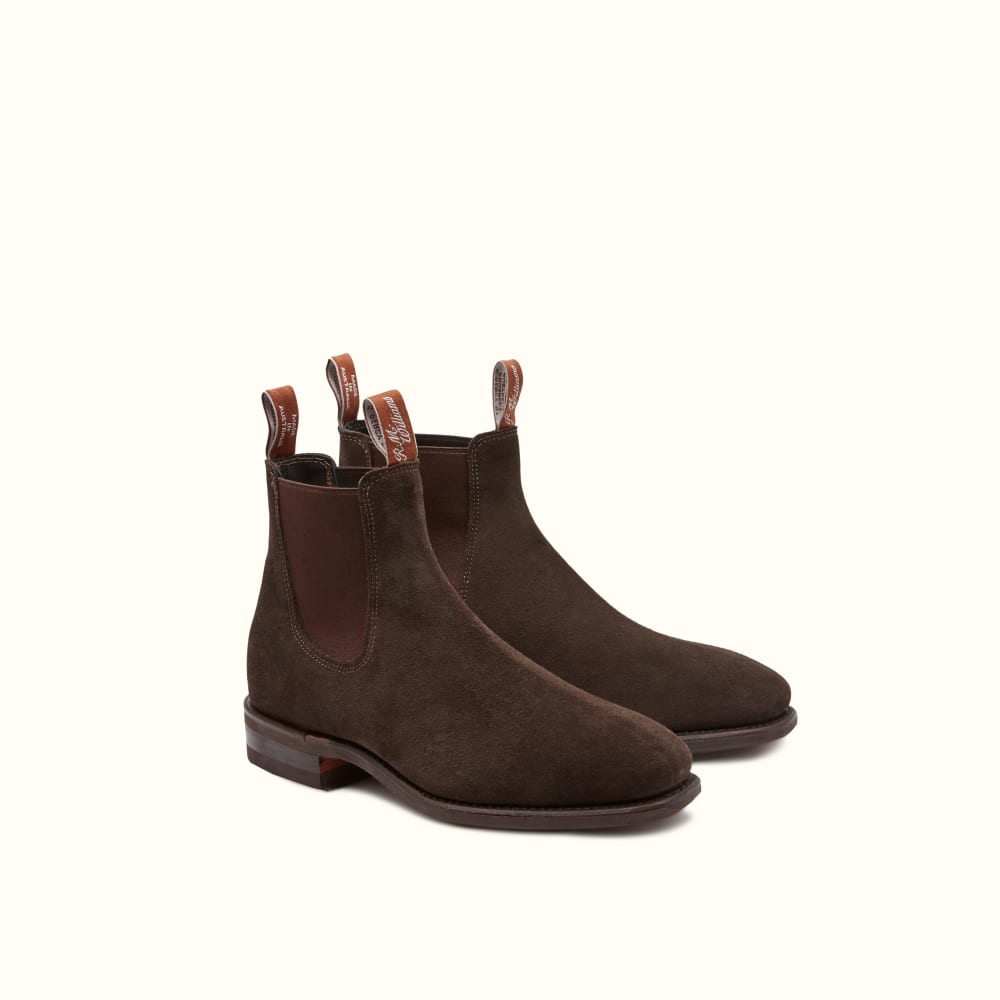 R.M. Williams Comfort Craftsman Suede Boot: Chocolate – Trunk Clothiers
