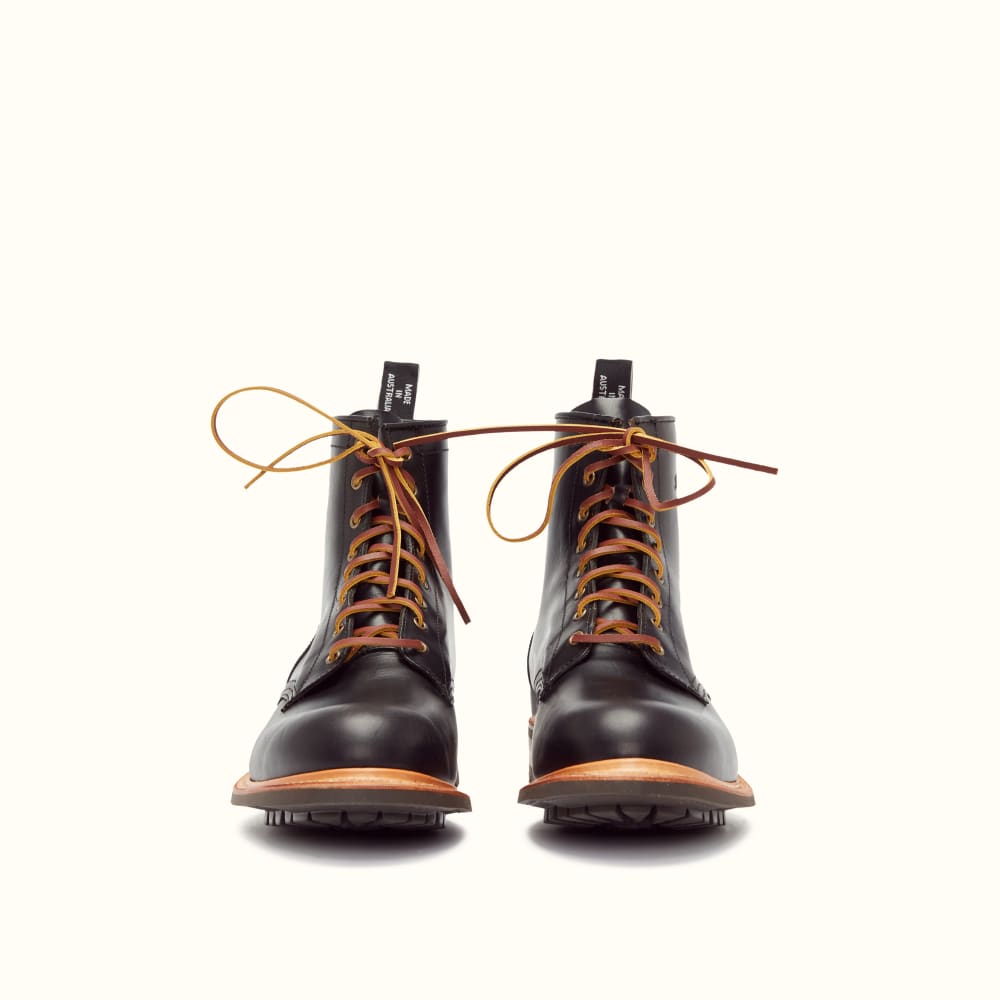 R.M. Williams Gardener Work Boot in Greasy Kip Black Leather