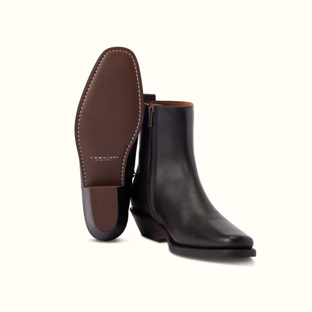Back zip leather boots sales