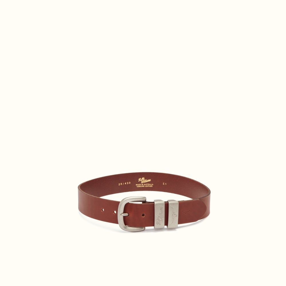 Dark Tan 1 1/2 Inch 3 Piece Solid Hide Belt, R.M.Williams Belts