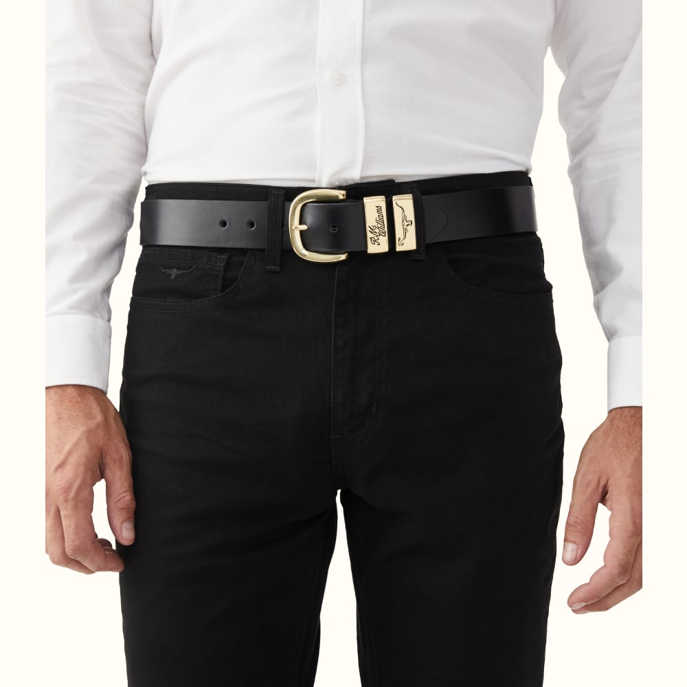 Men's 2 inch Black Leather Belt