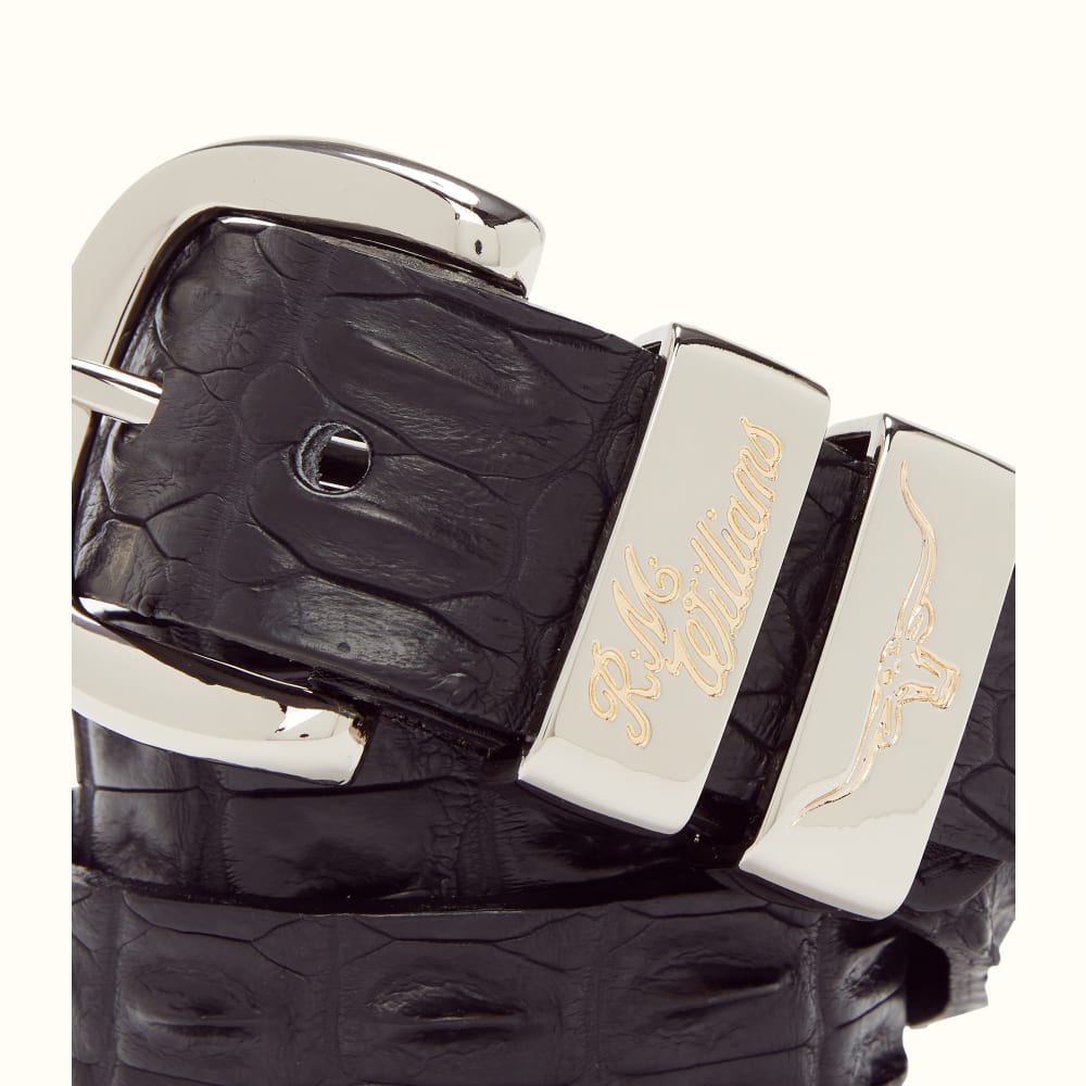 Black 1 1/2 Crocodile Belt, R.M.Williams Belts