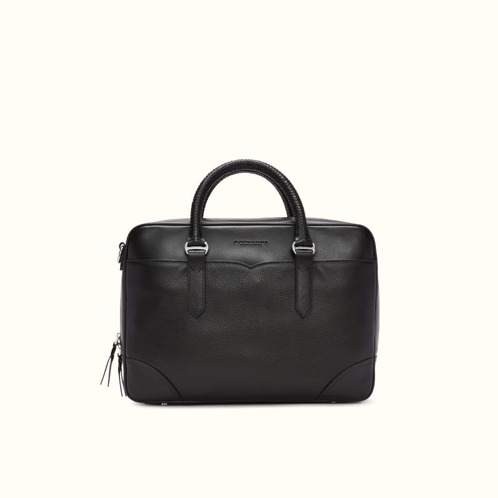 Slim Leather Briefcase - Black – Out of the Factory