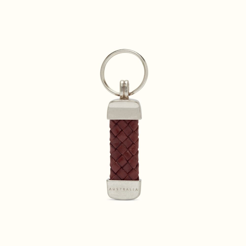 Brown Plaited Key Ring Nickel Fitti R.M.Williams Accessories R.M.Williams United Kingdom