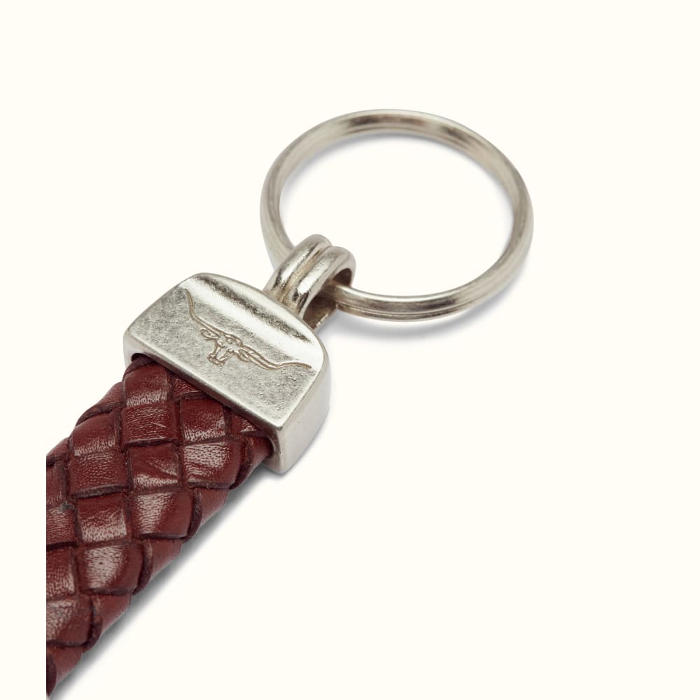 Brown Plaited Key Ring Nickel Fitti R.M.Williams Accessories R.M.Williams Australia