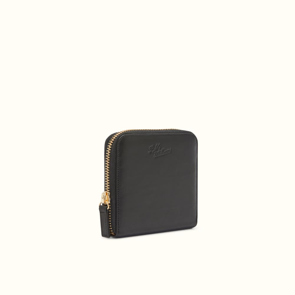 Zip around wallet with bamboo in black leather