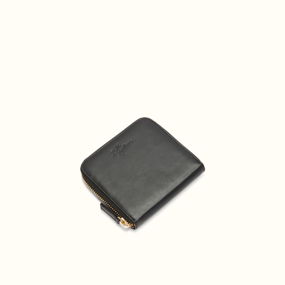 Zip around wallet with bamboo in black leather