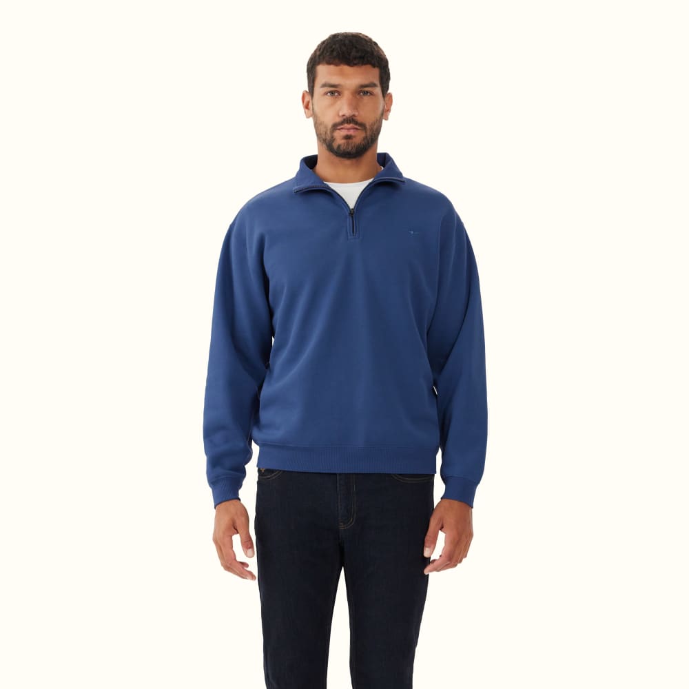 Relaxed Graphic 1/4 Zip Sweatshirt - Blue