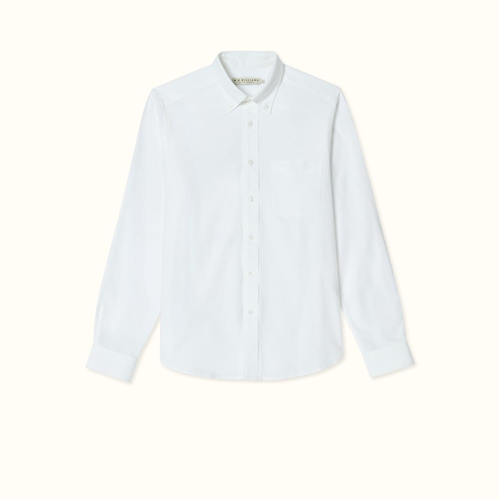 White Classic Collar Long Sleeves Shirt with Pocket and Side Logo