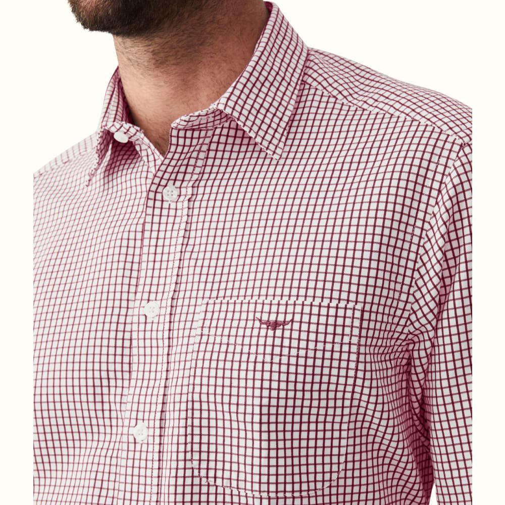 Burgundy White Collins Shirt R.M.Williams Shirts R.M.Williams Denmark