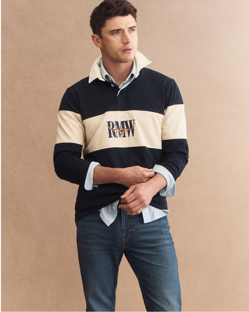 Polos and rugby jerseys.