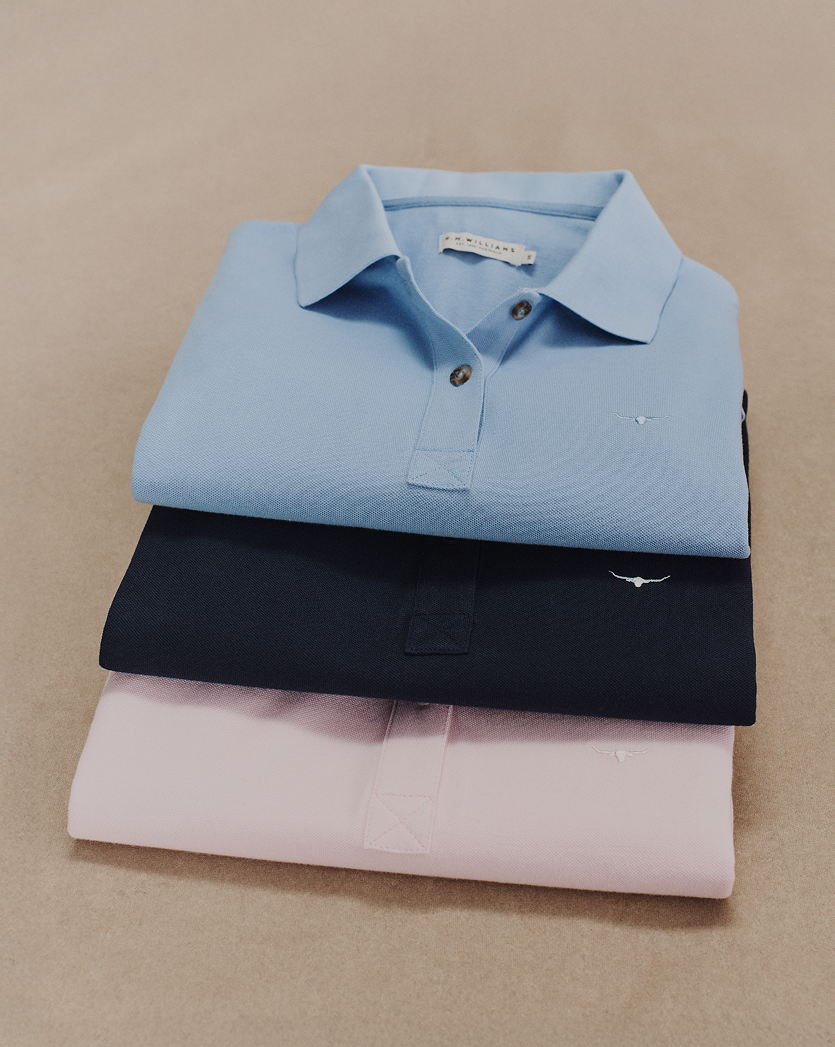 Polos and rugby jerseys.