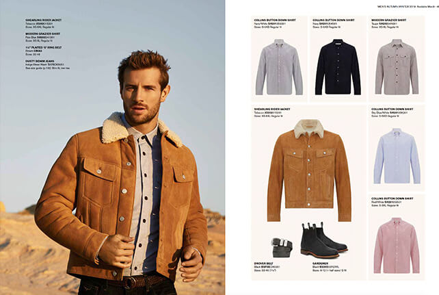 Shearling jacket and shirt selection