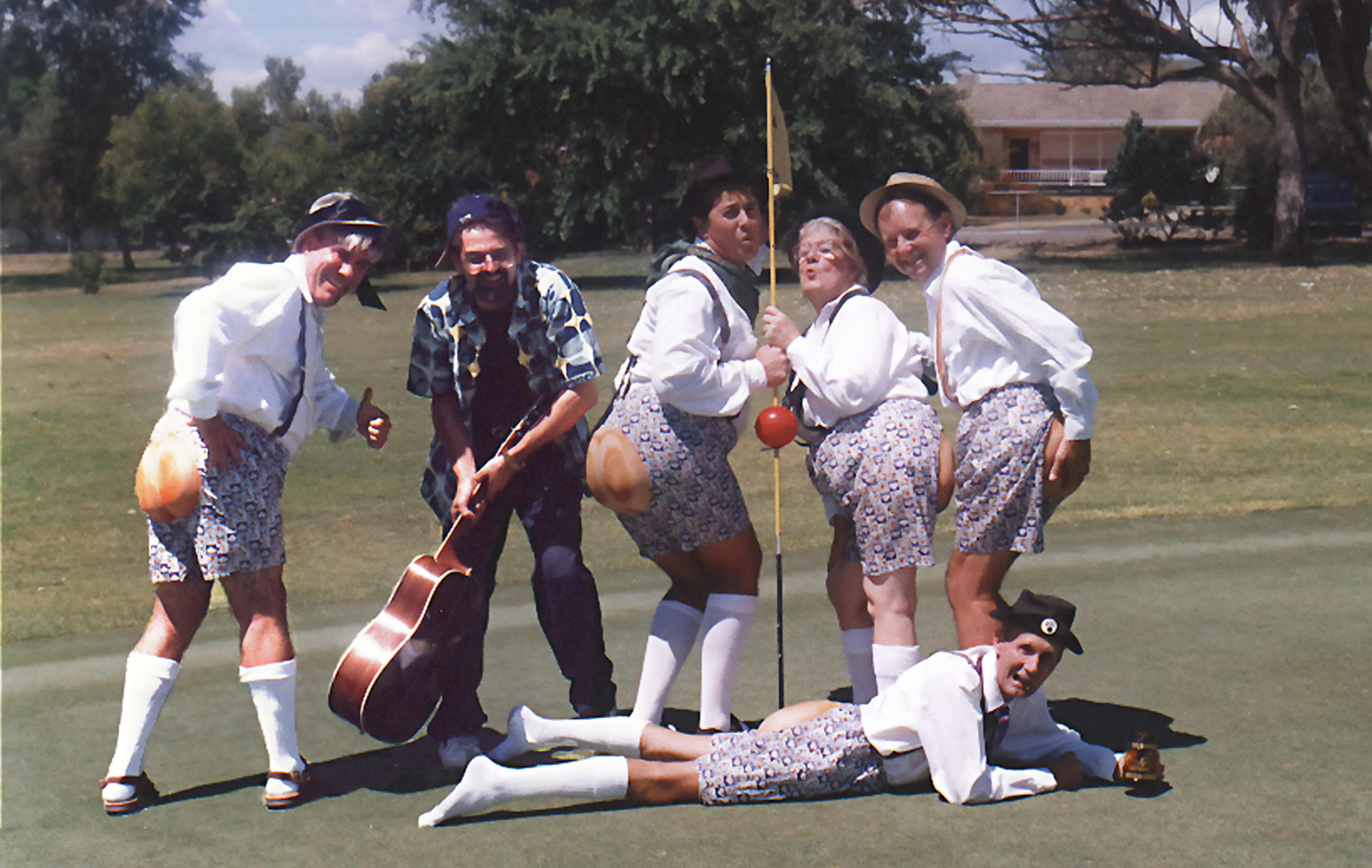 The Naked Poets (l-r): Muz, Pat Drummond, Marco Gliori, Shirley Friend, Ray Essery and Bobby Miller  (lying down).
