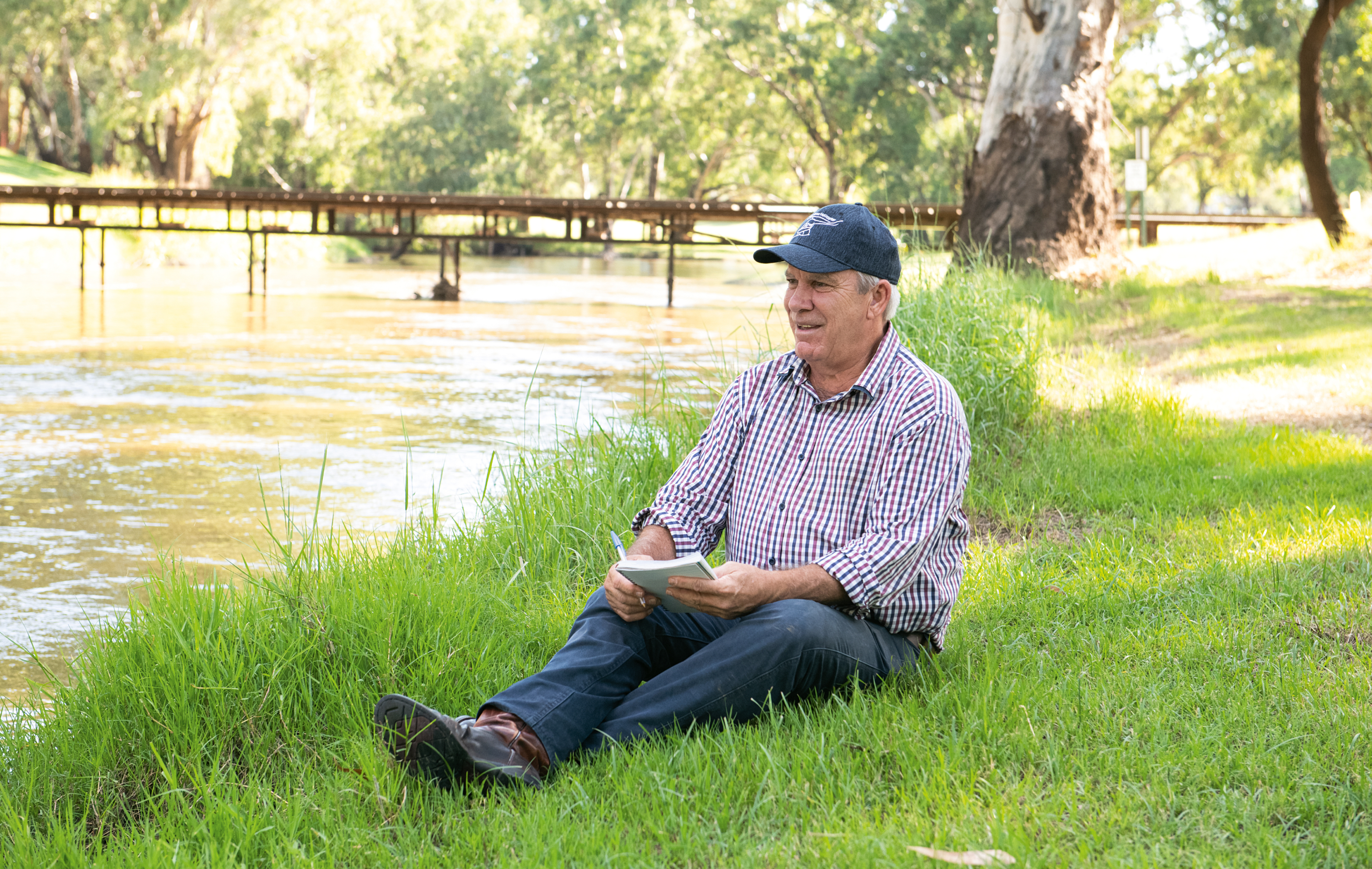 Murray on the banks of the Mehi River at Moree. 
